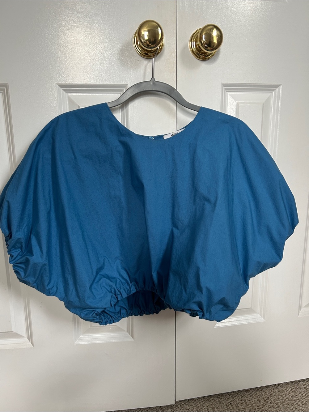 Mikoh Bright Blue Balloon Sleeve Crop Top